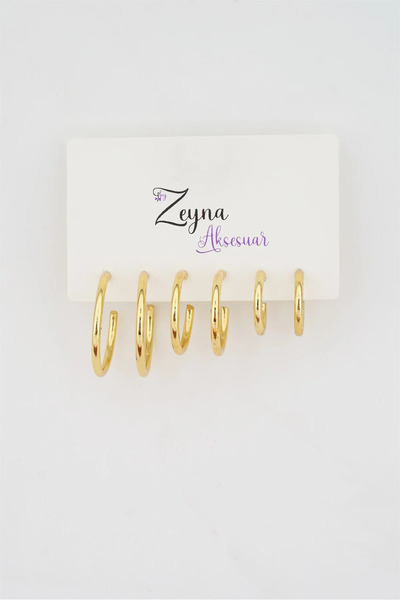 By Zeyna Aksesuar أقراط نسائية 3 مقاسات 1.7/ 2 / 2.5 سم