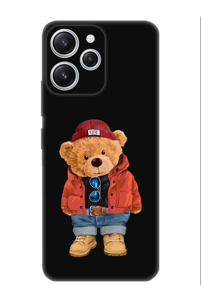 frondcase حافظة هاتف ريدمي 12 تيدي بير باللون الأسود