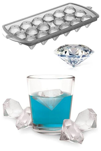 SAVORYHOME 18 Bölmeli Elmas Şekil Buz Kalıbı Kapaklı Pratik Buzluk252