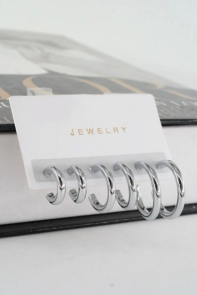 By Zeyna Aksesuar Women's 3 sizes Thick Hoop Earrings 1.7/ 2 / 2.5 cm