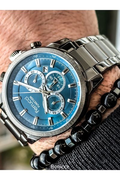 Ferrucci Smoked Sports Watch Steel Cord Waterproof Men's Wristwatch + Bracelet