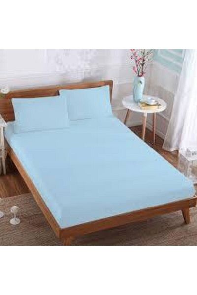 Mode More Cearşaf de îmbrăcăminte din bumbac pieptănat, calitate 1, producţie internă, single Sky Blue 100x200