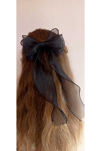 Sare Çocuk Giyim Black Organized Tulle Handmade Clip Bow School Buckle