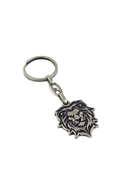 hiçdurmaal Tek Taraflı Aslan Görselli Eskitme Renkli Metalden Anahtarlık 1 Adet