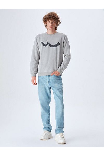 Ltb Γκρι φούτερ με λογότυπο Crew Neck