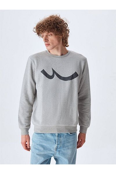 Ltb Γκρι φούτερ με λογότυπο Crew Neck