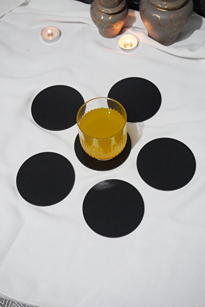 markcat طقم قواعد أكواب MDF خشبية سوداء مكونة من 6 قطع 10x10 سم