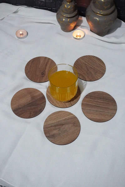 markcat Wooden Pattern Mdf Coasters Set of 6 10X10 cm