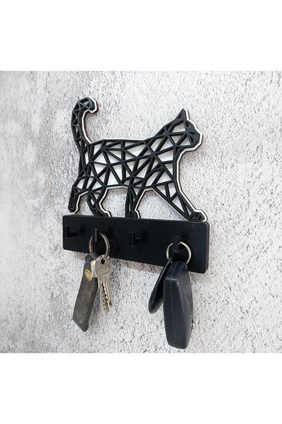 CajuArt Neat Keychain with Geometric Cat Pattern - Wall Hanger