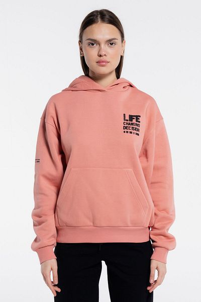 Friday Offset Sydney γυναικεία φούτερ με κουκούλα σολομού Extra Oversize - Rose Gold 3 νήματα