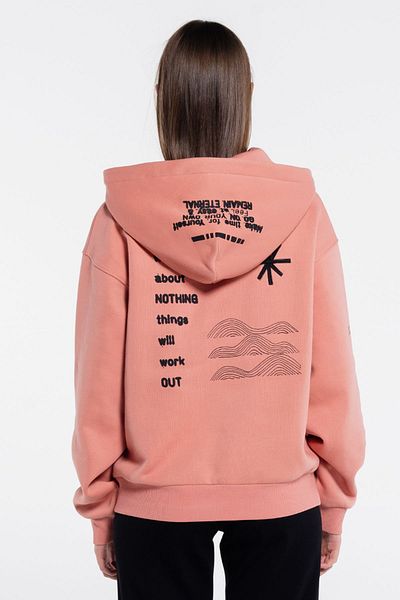 Friday Offset Sydney γυναικεία φούτερ με κουκούλα σολομού Extra Oversize - Rose Gold 3 νήματα