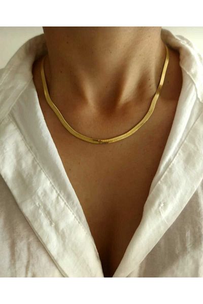 sedefaccessory ITALIAN CRUSH CHAIN GOLD COLOR STEEL NON-TARNISH