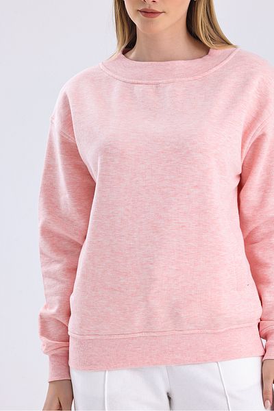 MuuBs Flat Wide Collar Long Sleeve Fillet Pocket 3 Thread Unisex Loose Cut Sweatshirt