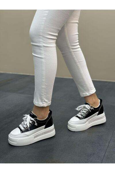 DİVA Diva Siyah Taşlı Bağcıklı Kadın Günlük Ayakkabı