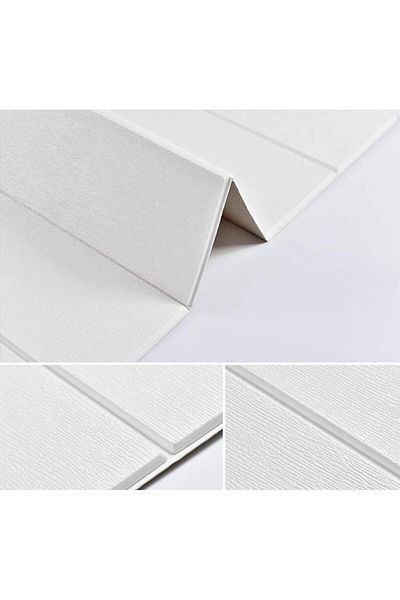 Renkli Duvarlar Panou de perete din burete flexibil model din lemn alb - 70x35cm NW43