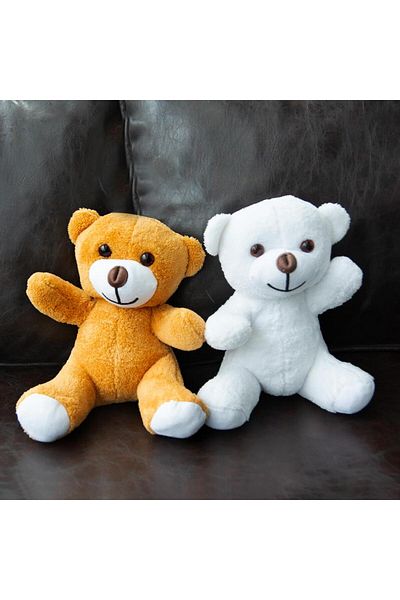 Nobbystar Set of 2 Plush White and Brown Teddy Bear - 20cm