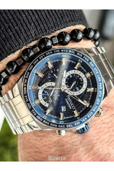 Ferrucci Active Functions, Steel Cord, with Calendar, Silver Color Men's Wristwatch Bracelet