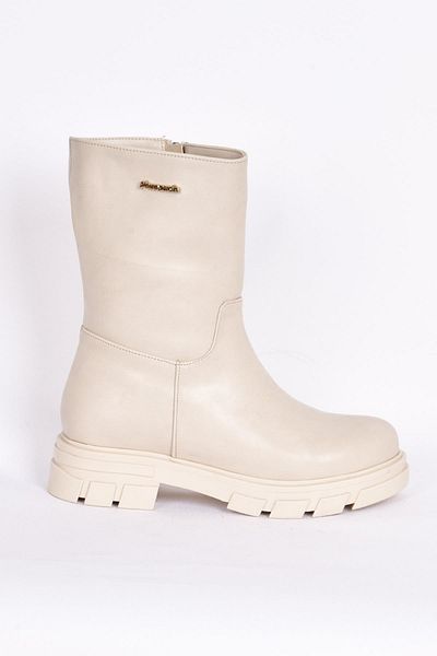 Pierre Cardin 52063 Model Cream Colored Women's Long Zippered Boots