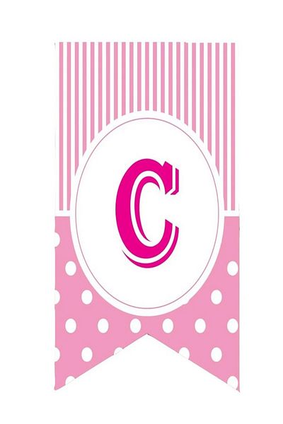 Kazanabil PINK COLORED POINTED FLAM FLAG LETTERS C LETTER
