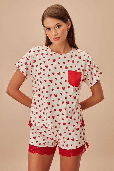 SUWEN Heart Shorts Set