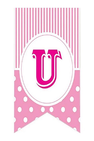 Kazanabil PINK COLORED POINTED FLAM FLAG LETTERS U LETTER