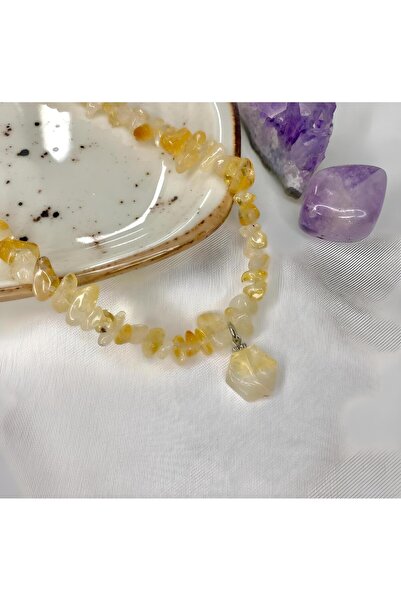 Elifsu Jewelry قلادة من حجر السترين المكسور ذات نهاية خاصة