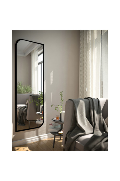 nysamo Siyah Çapraz Oval Dekoratif Boy Duvar Aynası 50x150 Cm