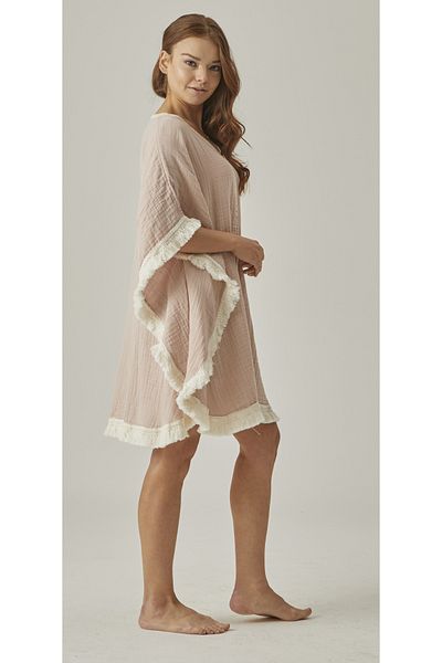 MUTİR Muslin 100% Cotton Dried Rose Pareo Dress