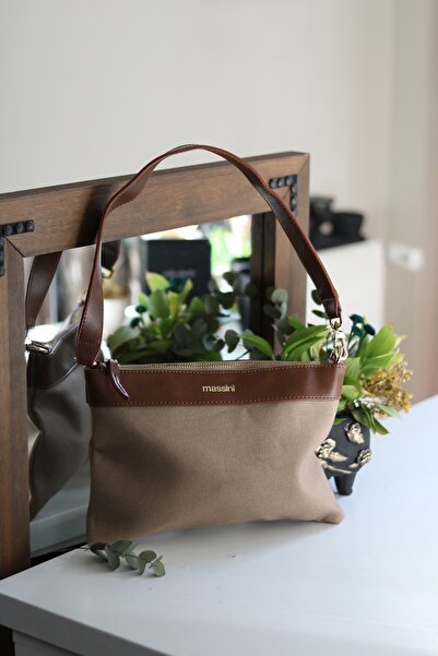 Moom Bag Γυναικεία τσάντα χειρός από λινό πουγκί Massini από βιζόν