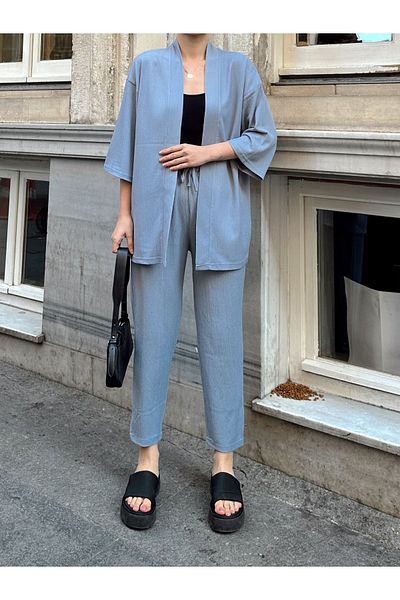 AFROGİYİM Set kimono pentru femei cu croială relaxată pentru partea de sus și de jos