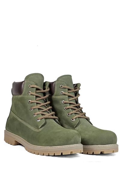 grado Genuine Leather Winter Boots Non-Slip Sole Khaki Tmb-1