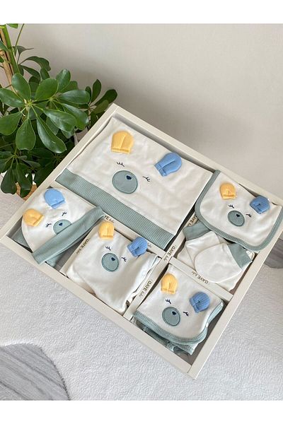 Gaye Bebe Unisex Cute Teddy Bear 0-3 Months 10-Piece Hospital Discharge Set Green