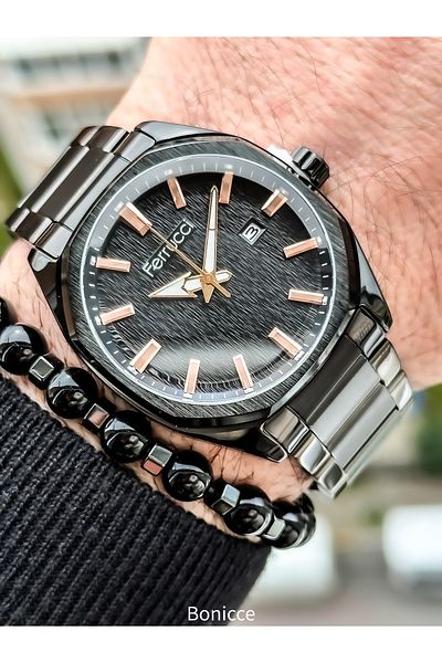 Ferrucci Brand Steel Strap Black Color Multifunctional Men's Wristwatch