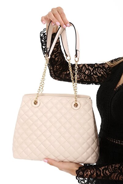 womenacs Бежева сумка з капсульним дизайном і ланцюжком через плече