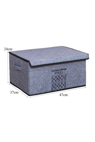Pazar Kapısı Multi-Purpose Maxi Box with Felt Lid Gray 47x37x24 Cm