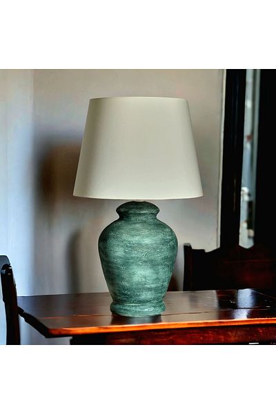 Qdec Vintage Ceramic Lampshade Rustic Antique Green - Ecru
