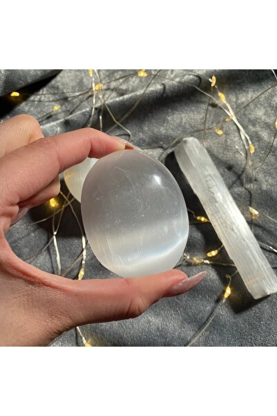 Elifsu Jewelry Selenit Taşı Oval Kesim Kütle 60-70 Gram