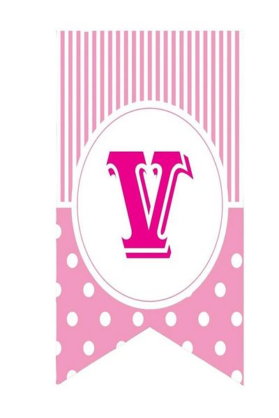 Kazanabil PINK COLORED POINTED FLAM FLAG LETTERS V LETTER