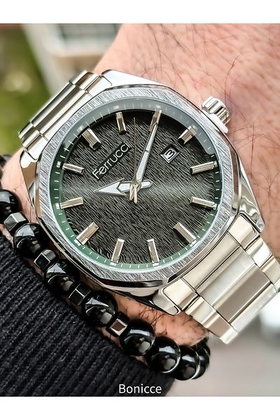 Ferrucci Brand Steel Strap Silver Color Multifunctional Men's Wristwatch