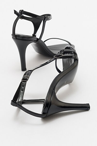 LuviShoes MOLDE Black Patent Leather Women's Thin Heeled Shoes