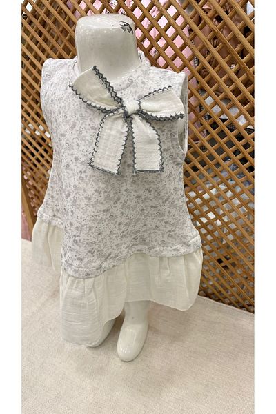 Babydola baby girl organic dress floral patterned muslin fabric bow accessories