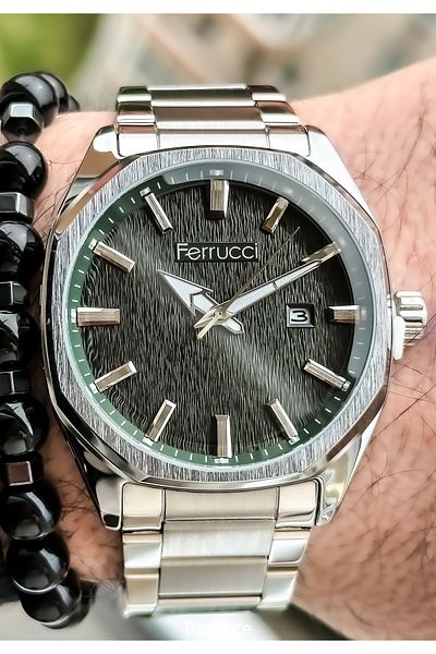 Ferrucci Brand Steel Strap Silver Color Multifunctional Men's Wristwatch