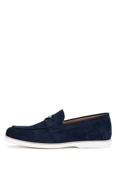 Tamer Tanca Men's Genuine Leather Navy Blue Suede Loafers