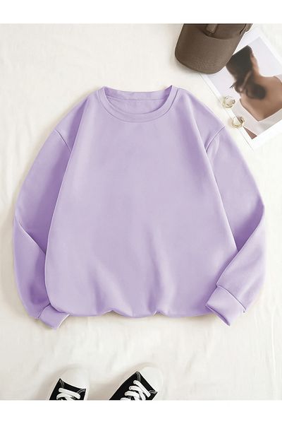 mw memowear Φούτερ Unisex 2ip Crew Neck Lilac Oversize Boyfriend