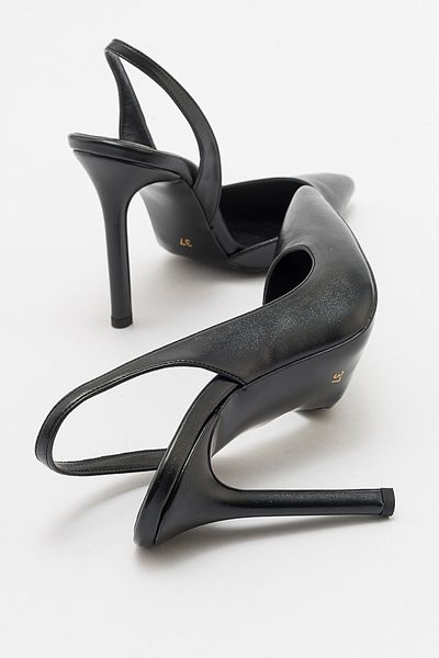LuviShoes TWINE Black Skin Women's Heeled Shoes