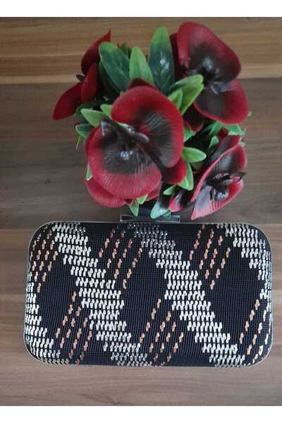 İyisini İstersen SİYAH KUMAŞ TÜL  ÜZERİNE ÖZEL TASARIM EL YAPIMI GÜMÜŞ VE BAK...