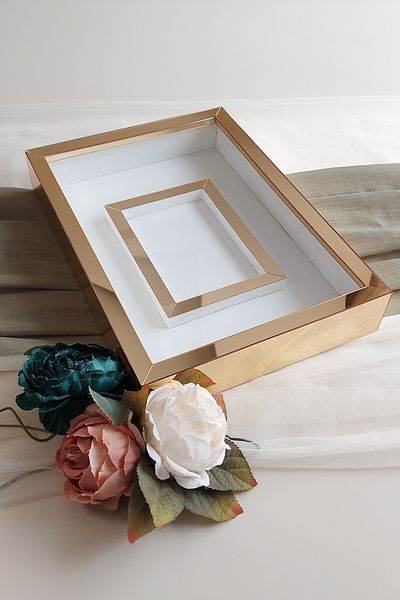 hobicehayaller 25x35 Cm Memory Frame with Photo Section!New Fashion Rose Boxes!Promise Engagement Flower Design!