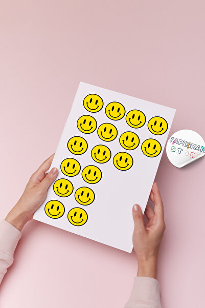 YAPIŞKAN STORE Çocuk Gülen Yüz Smile Sarı Yapışkan Sticker Etiketi - 24 Adet ...