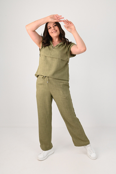 Koza Butik Women's Plus Size Sleeveless Top and Bottom Set 8069-25