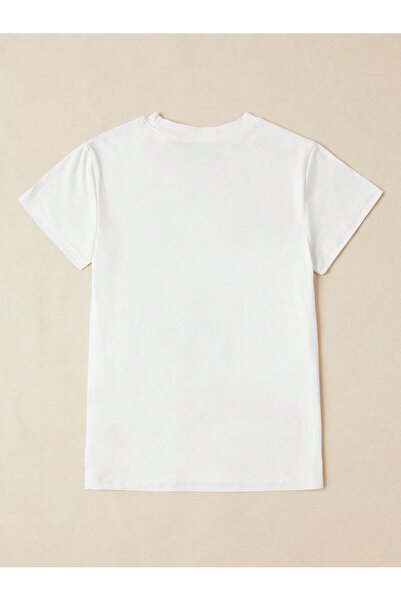 Jose Clothing Μπλουζάκι Unisex Λευκό εμπριμέ από οργανικό βαμβάκι Oversize με κοντό μανίκι